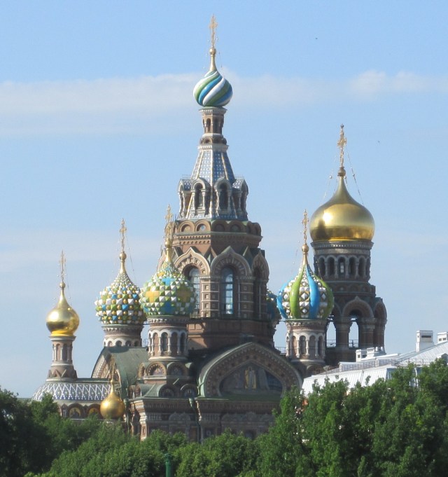 This view from a distance shows off the elaborate towers of the Church of the Savior on Spilled Blood. Photo by J. Emmons
